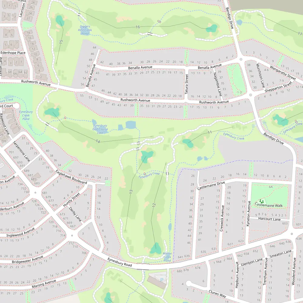 Eynesbury Golf Course Hole 13 map