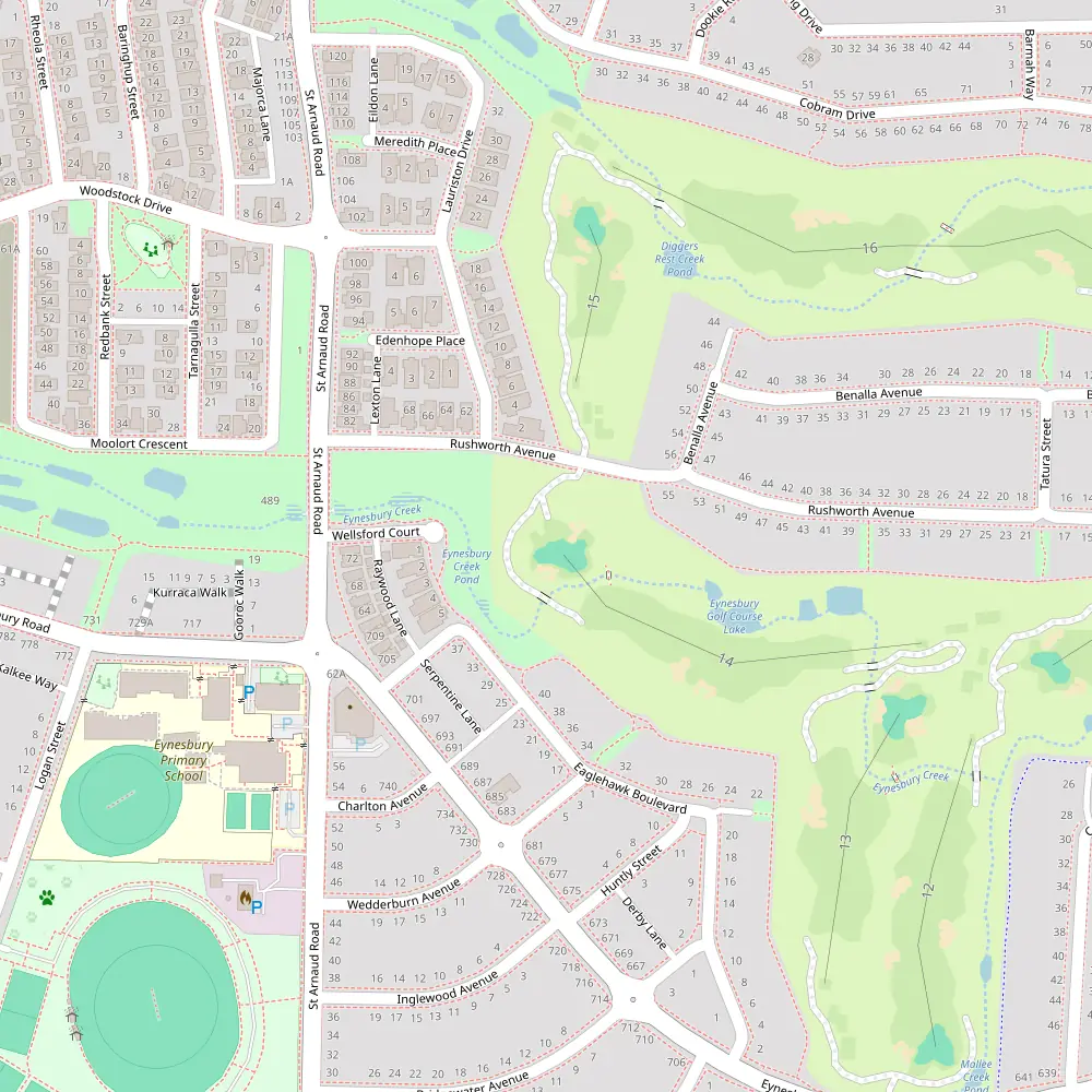 Eynesbury Golf Course Hole 14 map