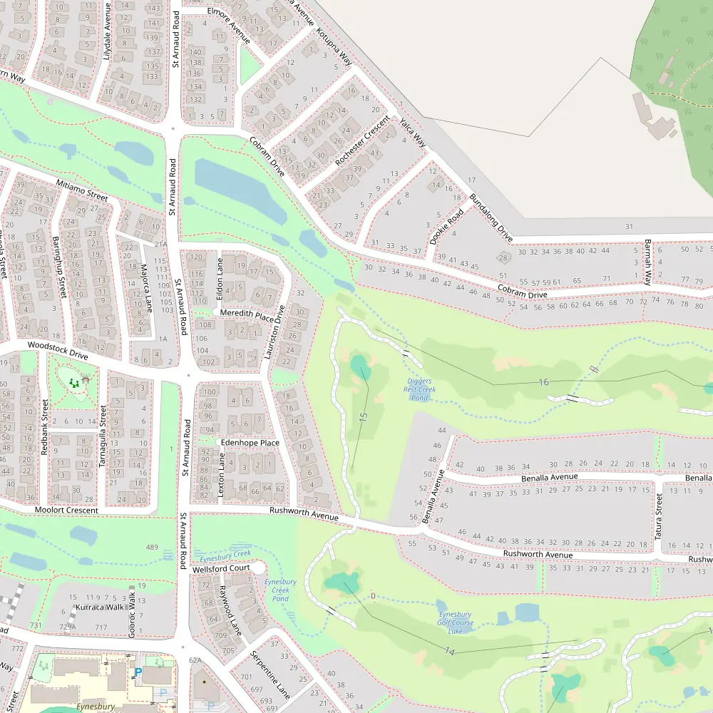Eynesbury Golf Course Hole 15 map