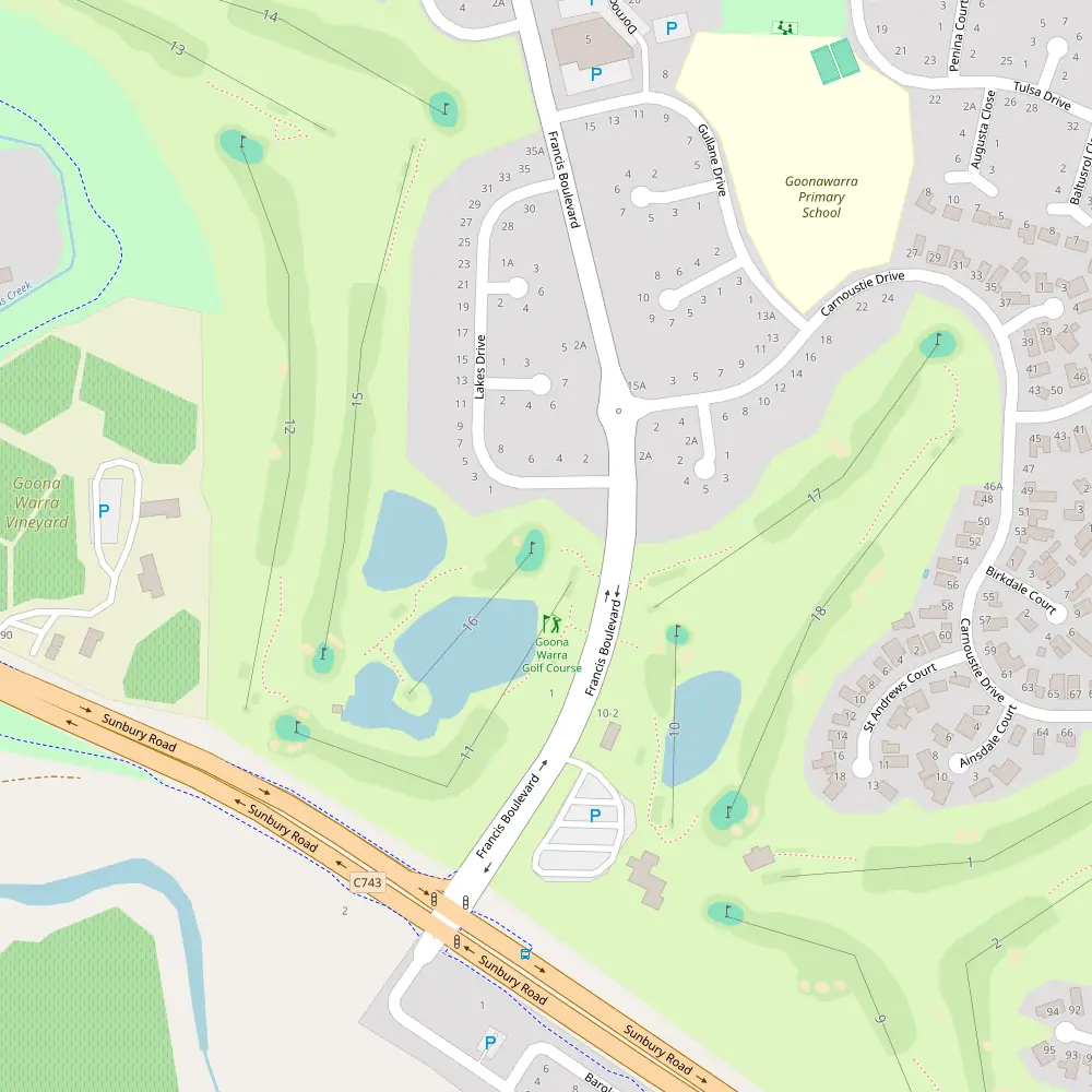 Goonawarra Golf Club Hole 16 map