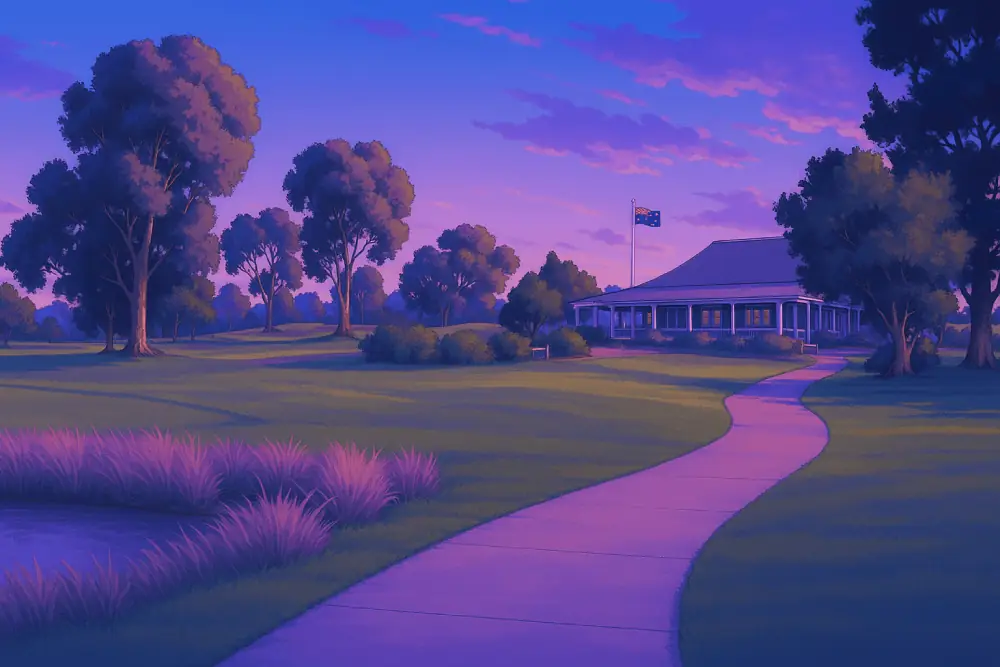 A vibrant anime-style illustration of Goonawarra golf club