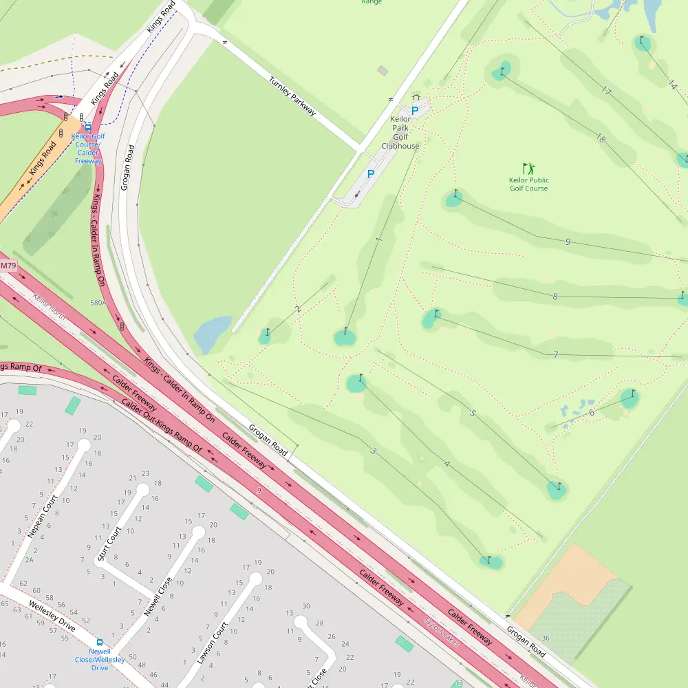 Keilor Public Golf Course Hole 1 map