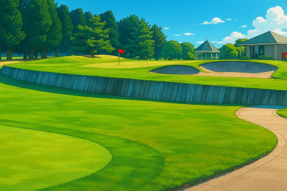 A vibrant anime-style illustration of Midlands golf club