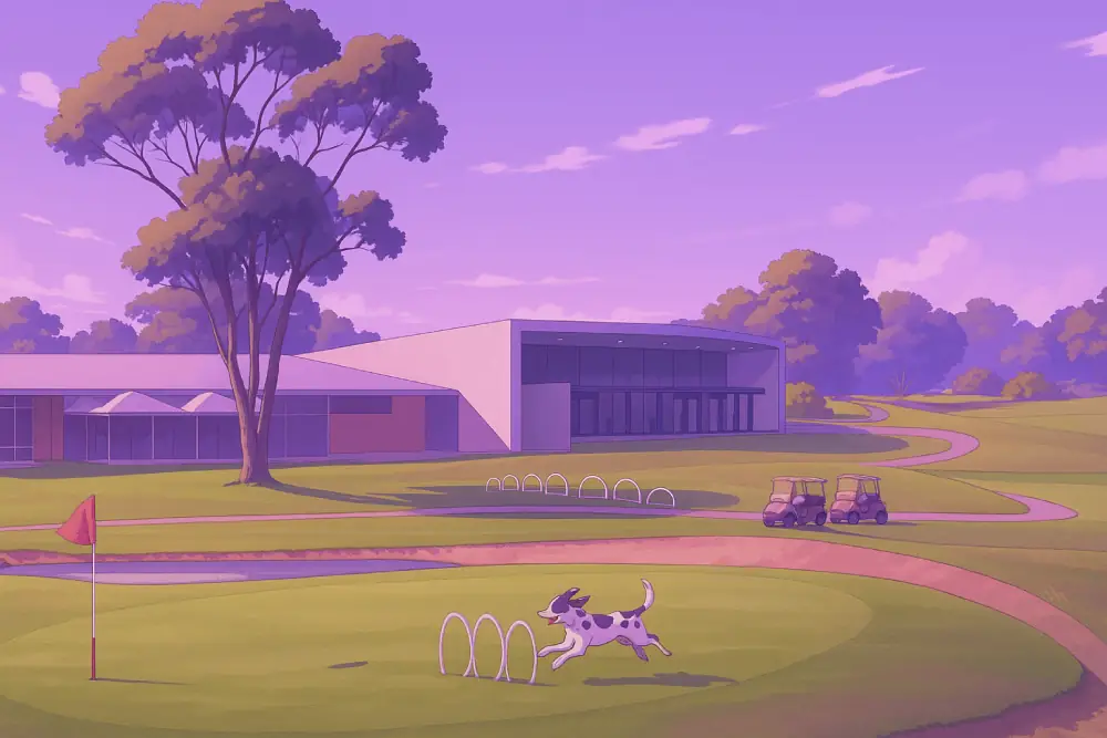A vibrant anime-style illustration of Portarlington Golf Club
