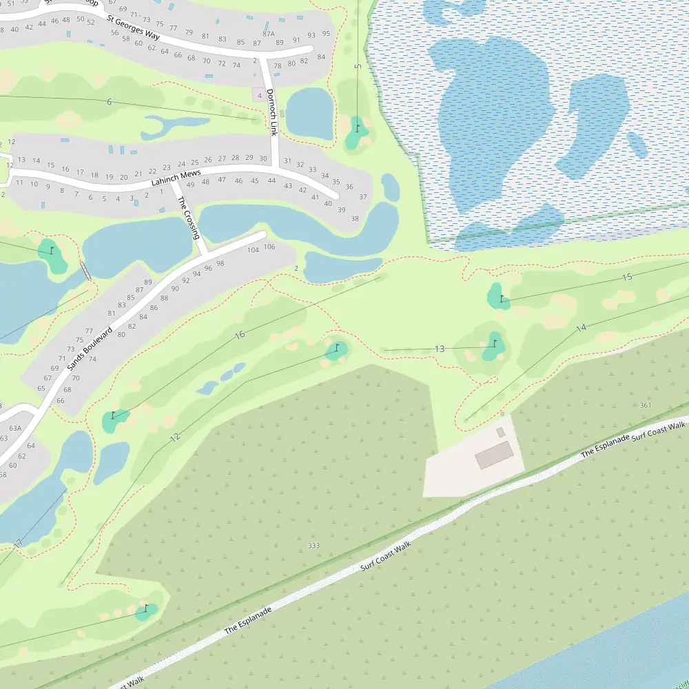 Blue, White, Red, Yellow Tees Hole 12 map