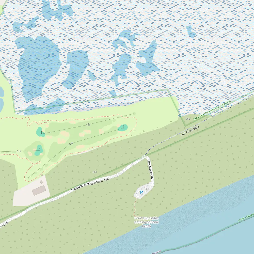 Blue, White, Red, Yellow Tees Hole 14 map