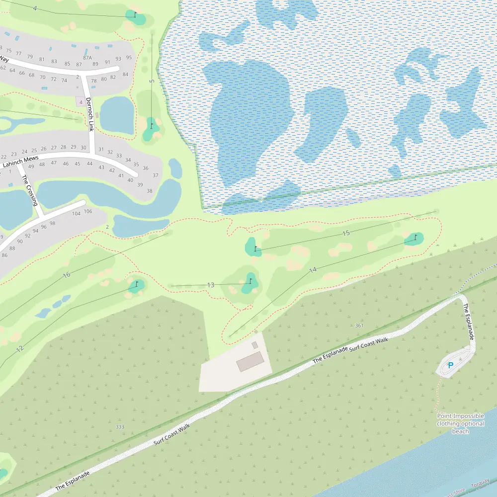 Blue, White, Red, Yellow Tees Hole 15 map