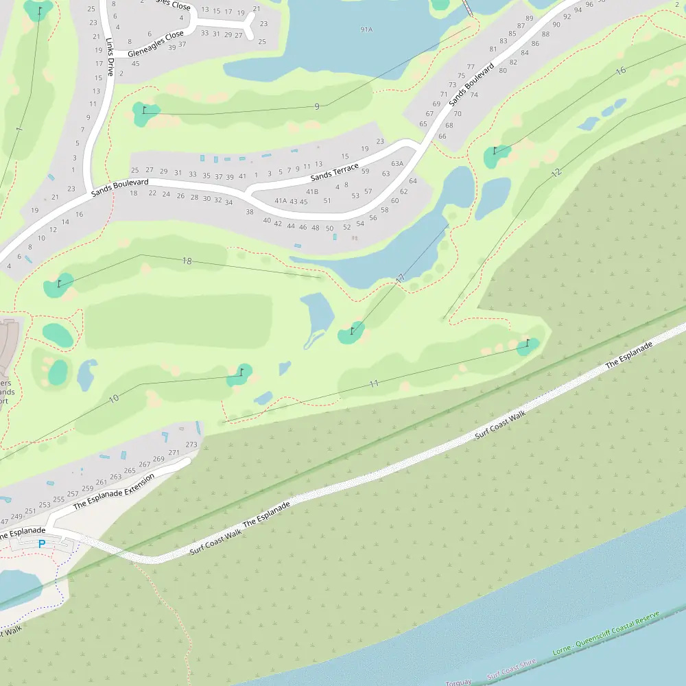Blue, White, Red, Yellow Tees Hole 17 map