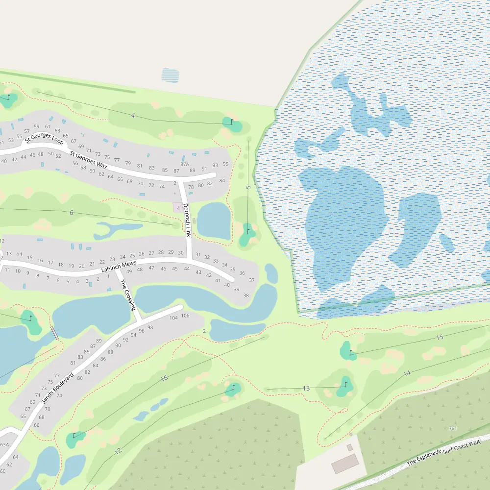 Blue, White, Red, Yellow Tees Hole 5 map