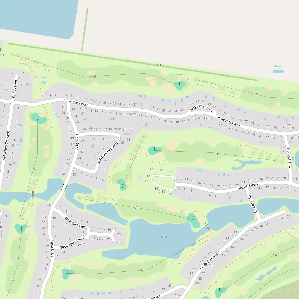 Blue, White, Red, Yellow Tees Hole 6 map