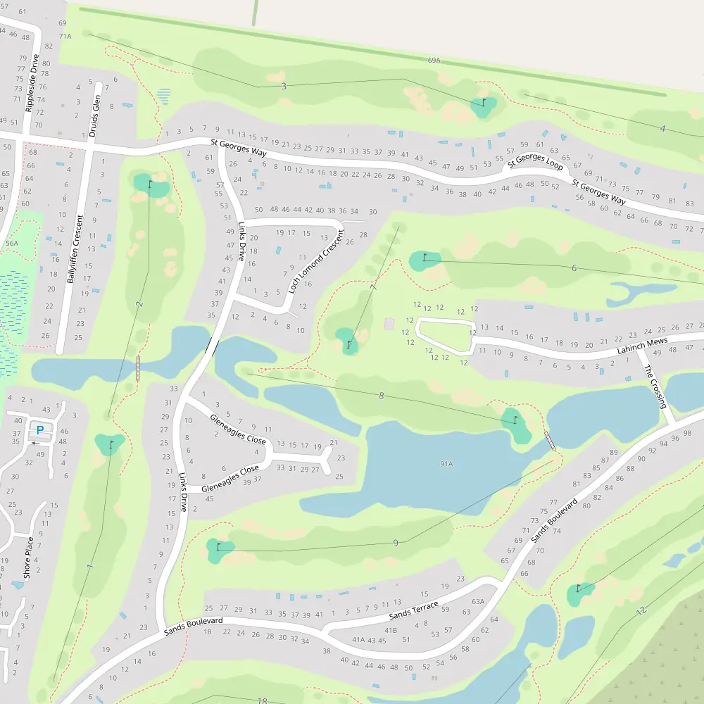 Blue, White, Red, Yellow Tees Hole 7 map